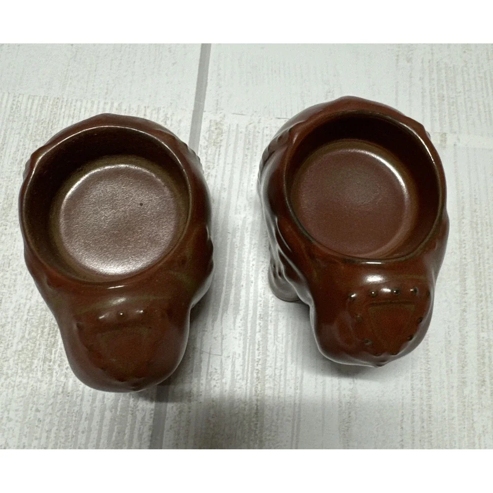 Elephant Tealight Holder Pair Partylite Ceramic Brown/Red Feng Shui Decor 4